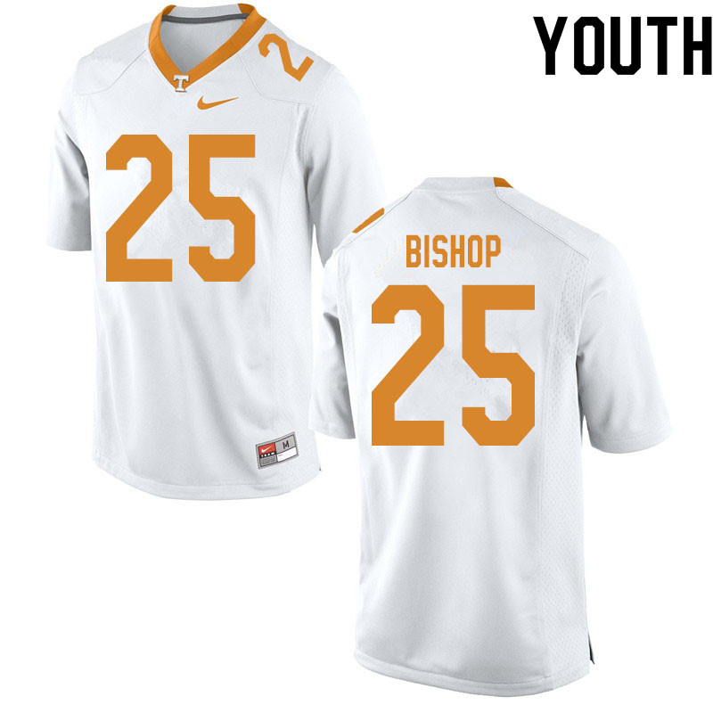 Youth #25 Chayce Bishop Tennessee Volunteers College Football Jerseys Sale-White - Click Image to Close